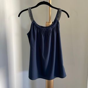 Banana Republic Navy Blue Top - Sleeveless- Embellished Sequin Detail